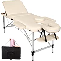 TecTake Camilla de masaje Mesa de masaje Banco de masaje en aluminio 3 zonas - disponible en diferentes colores - (Beige…